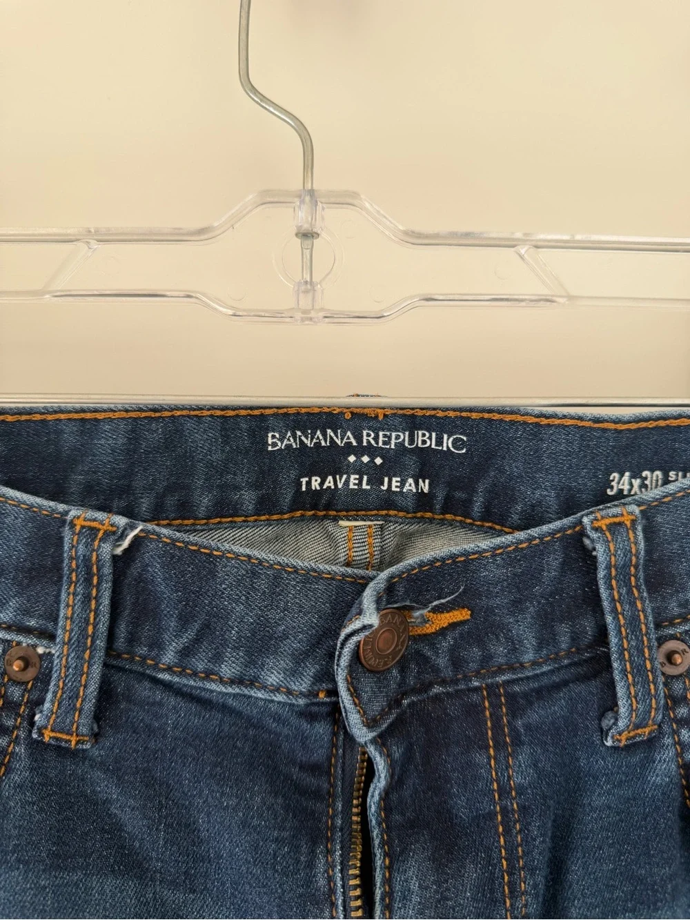 Banana Republic Men's Travel Jean - Blue, Slim Fit, 34x30